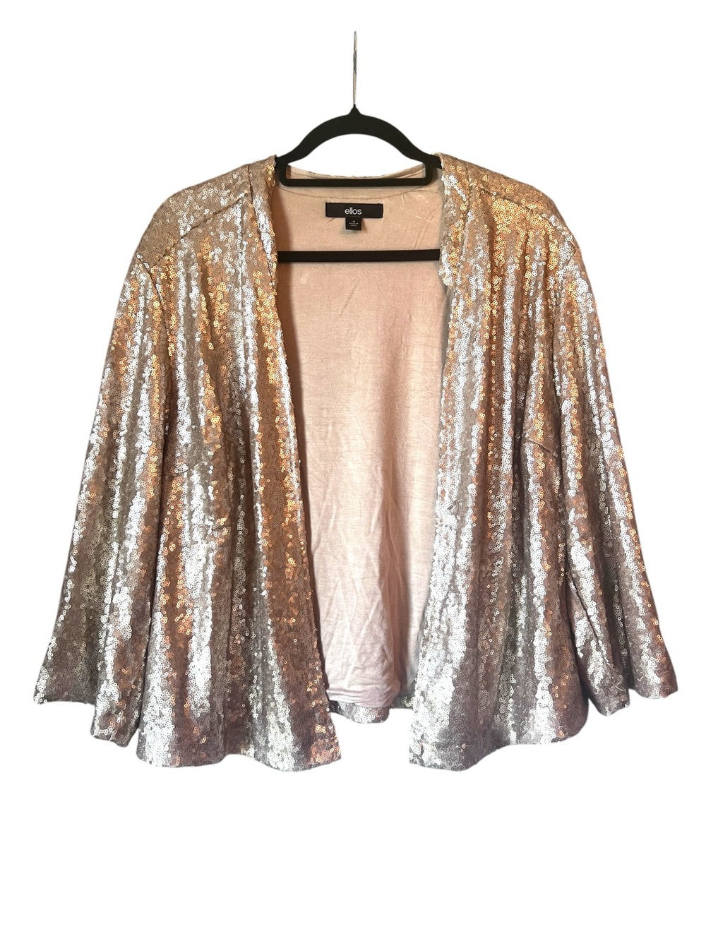 Ellos Gold Sequin Open Front Cardigan Jacket Shimmer Size 18 Wedding Formal